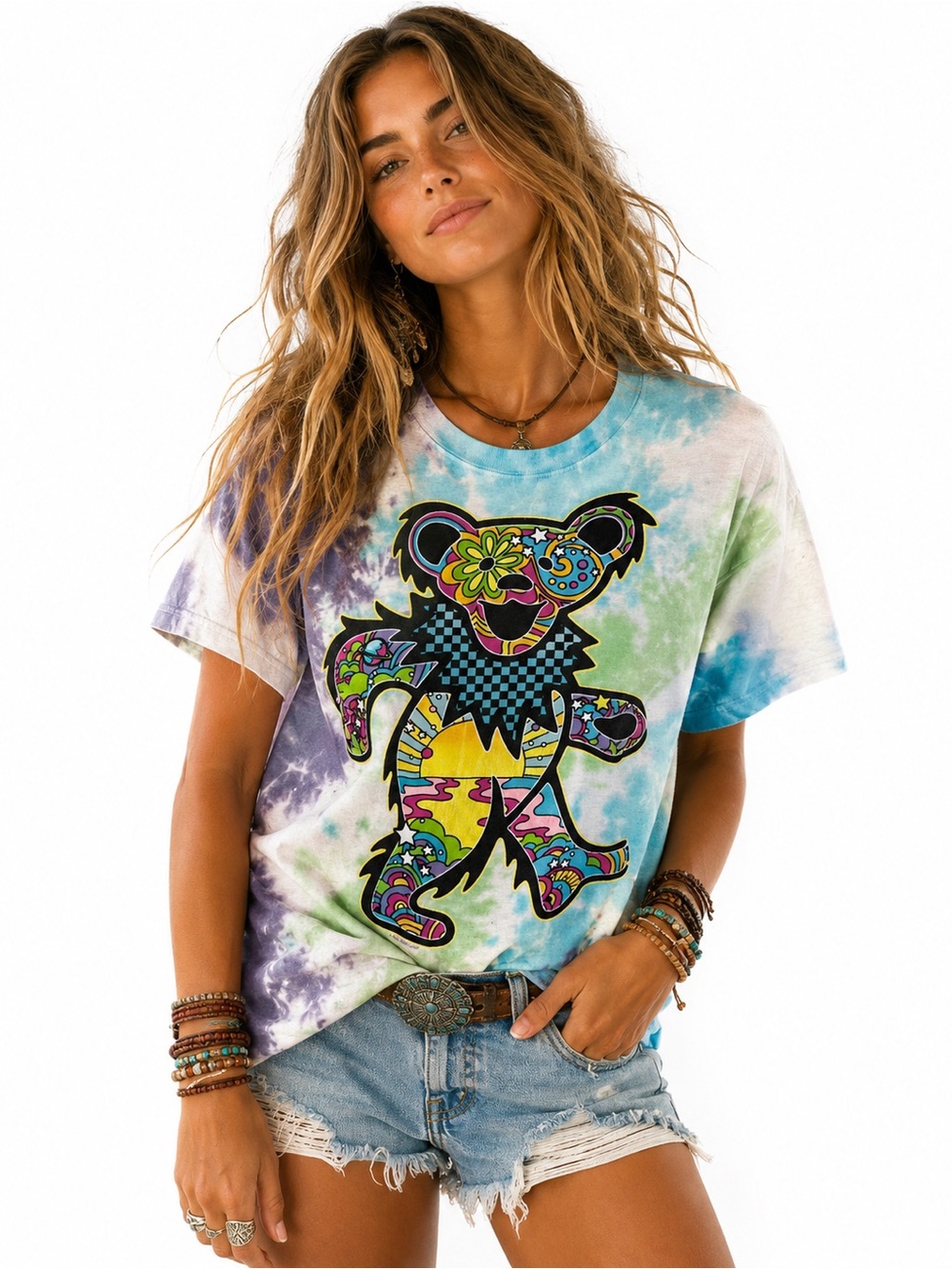 Liquid Blue Grateful Dead Dancing Bear Tie Dye T-Shirt Medium Psychedelic
